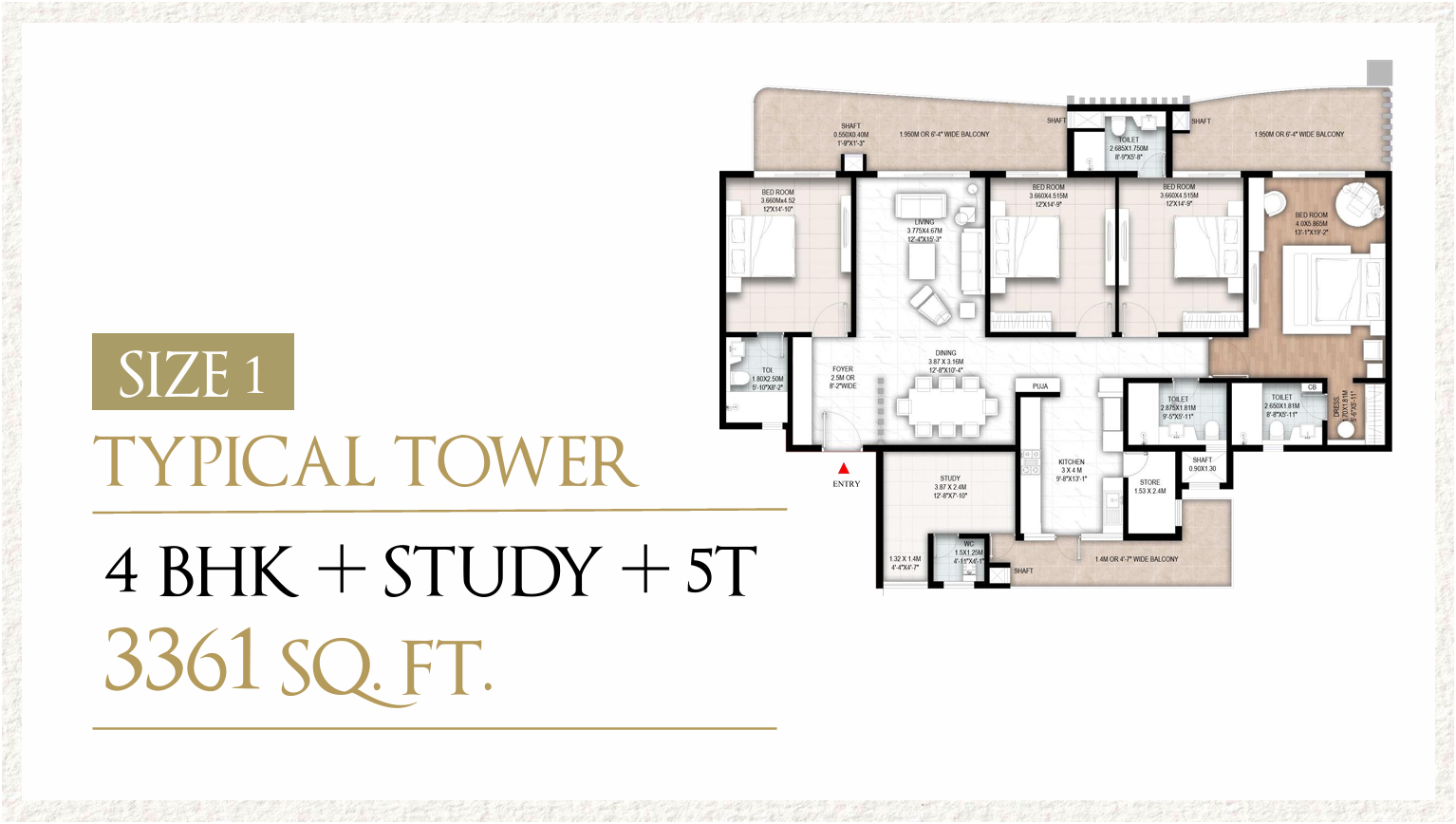 4 BHK + Study + 5T